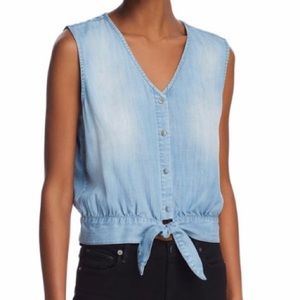 NWT! Bella Dahla Button/Tie Front Chambray Shirt!